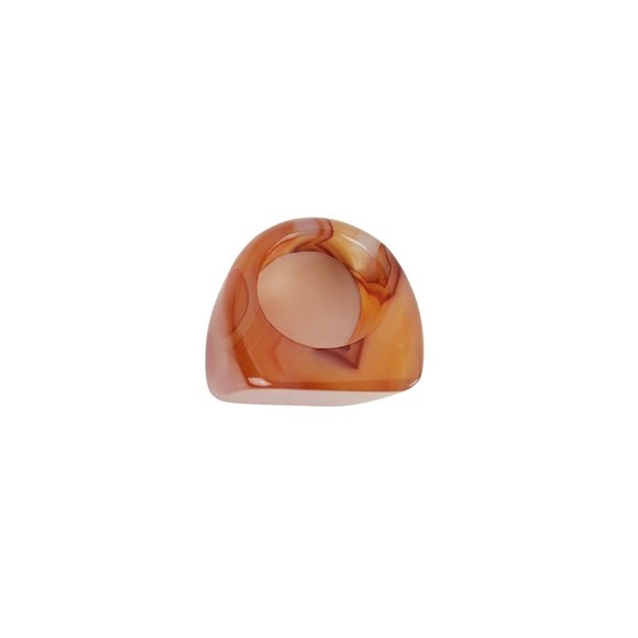 Vintage Carnelian Agate Crystal Rhombus Shaped Ring in Dark Caramel - Picture 2 of 3